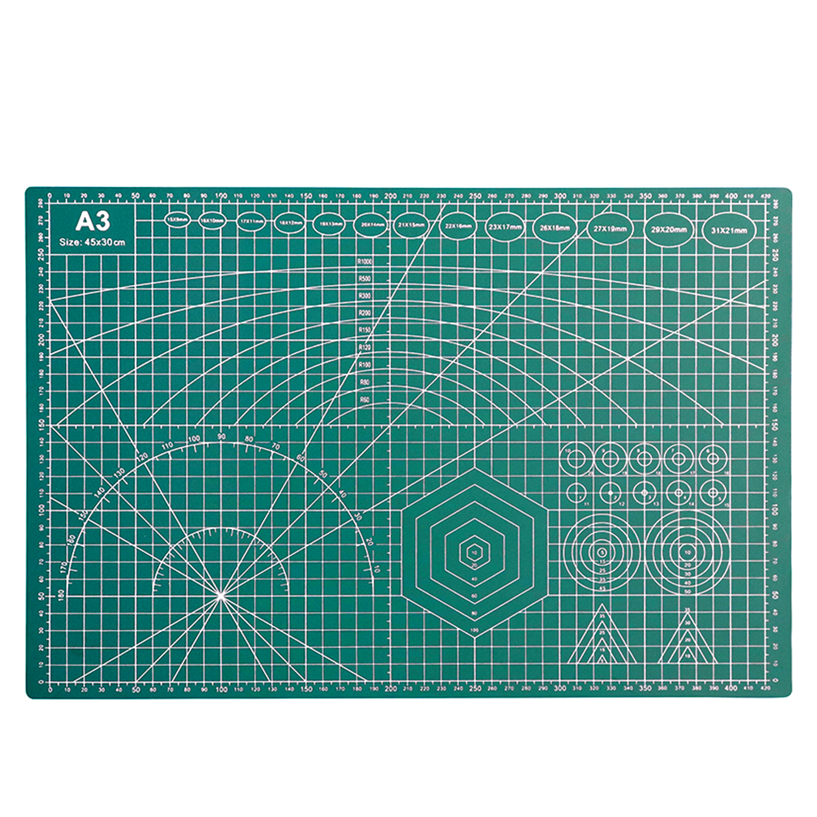 A3 Self Healing Cutting Mat Double-sided Non-slip PVC Cutting Board with Grid Lines Angles Design 3mm Thickness for Scrapbooking Art & Craft Projects