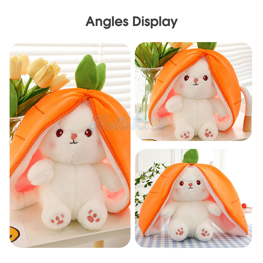 HelloKimi Strawberry Rabbit Plush Cute Bunny 2 In 1 Long Ear Fruit Animal Stuffed Doll Plush Toys Creative Transformation Of Rabbit Doll Plush Doll Reversible Carrot Strawberry Bunny Plush . 