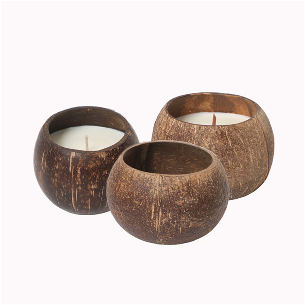 Coconut Shell Candle Holder Candlestick Natural Coconut Bowl Desk Organizer Coconut Shell Candle Holder (No Candle) Home Decor. 