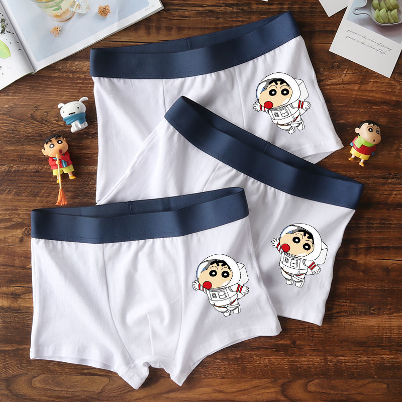 Cartoon Underwear Men's Pure Cotton Cute Funny Boys Boyshorts Head Red Men's Anime Crayon Xiaoxin. 