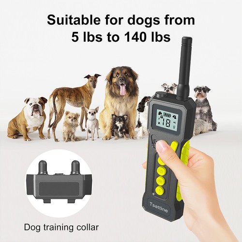 T10 Electric Dog Training Device Collar Wireless Remote Control LCD Display Waterproof USB Rechargeable with Flashlight - Black. 