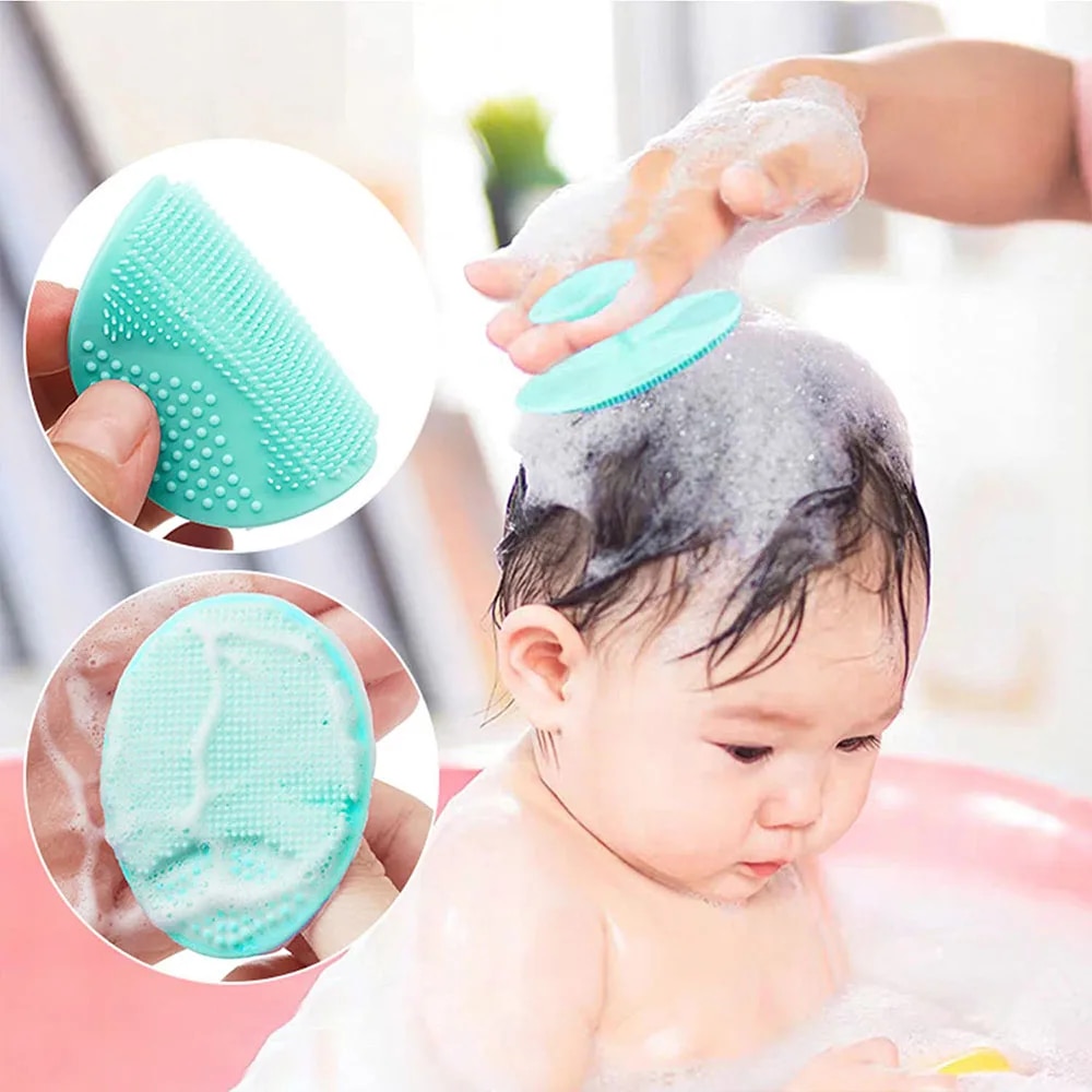 Baby Silicone Bath Brush Cradle Cap Scrubbers Exfoliating and Massaging Brush Scalp Care Scrubber for Hair Care And Body CareBasketball. 