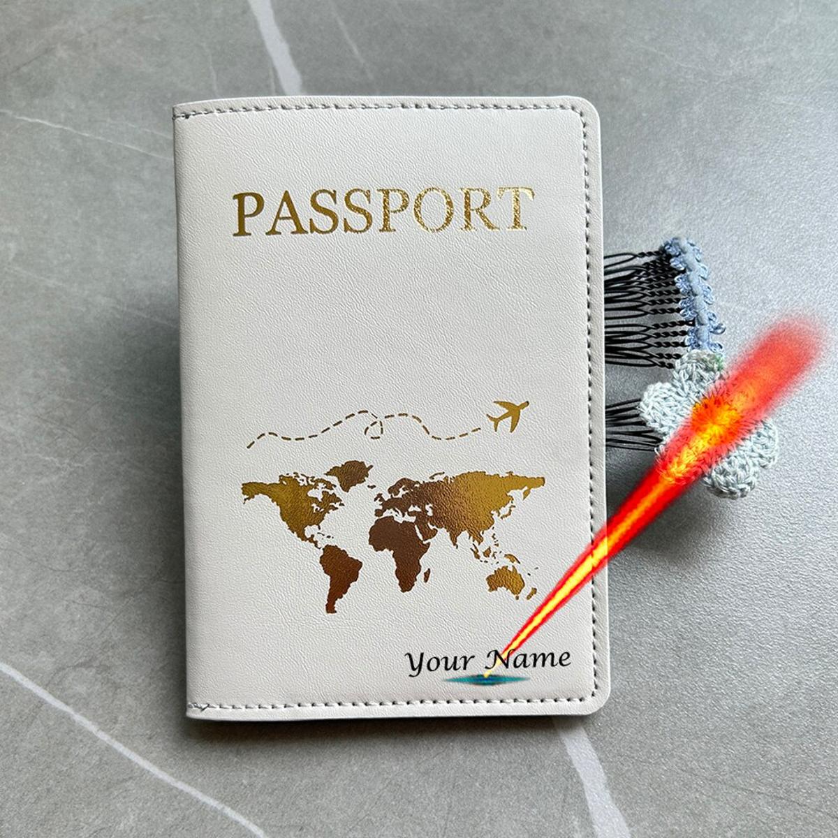 【Hot】 Cute Personalised Passport Covers With Names Couple Customized Name Passport Cover Name In Black Color