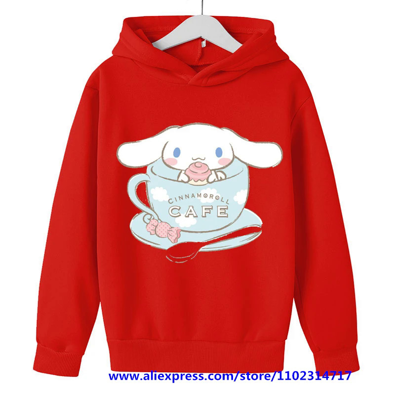 New MINISO Cinnamoroll Hoodie Kids Clothes Girls Sweatshirts Spring Boys Long Sleeves Hoodies Sanrio Cartoon Hooded Tops. 