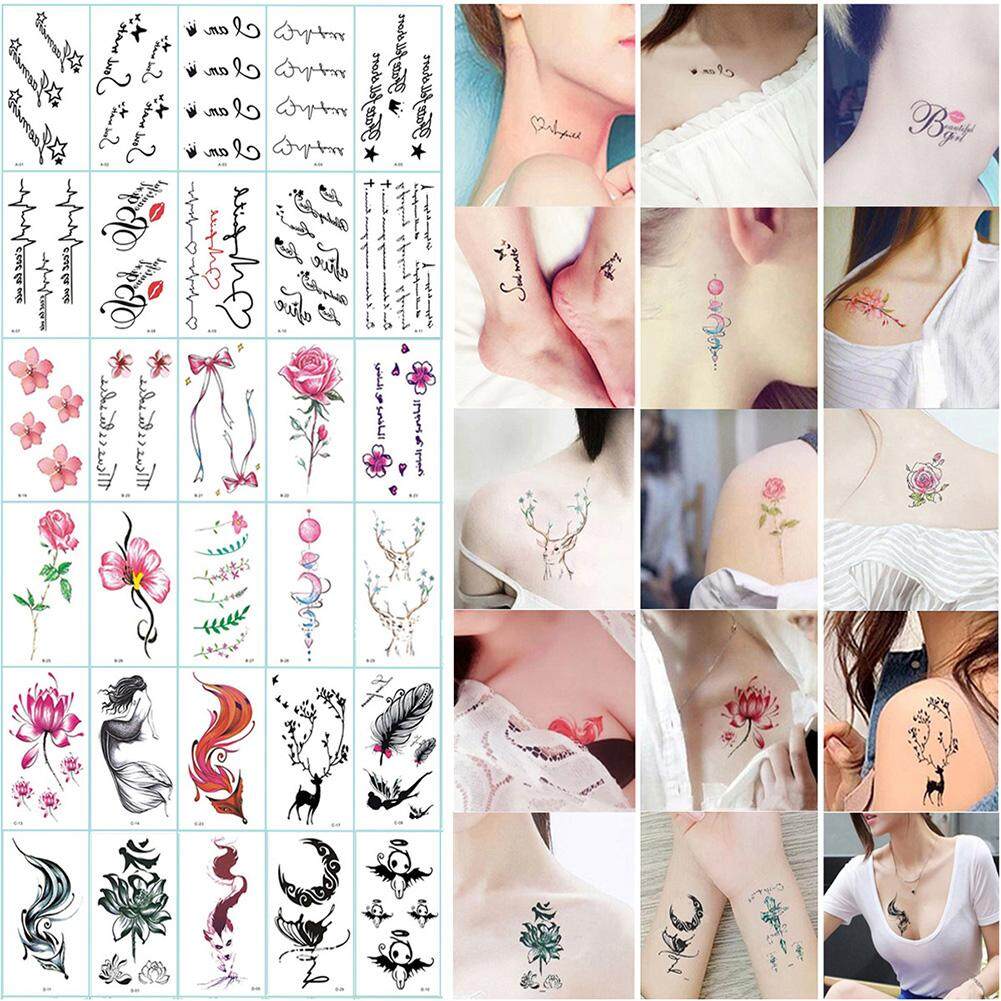 BUYINCOINS 30Pcs Waterproof Temporary Tattoo Stickers Removable Body Art Tattoos Water Transfer Flash Tattoos. 