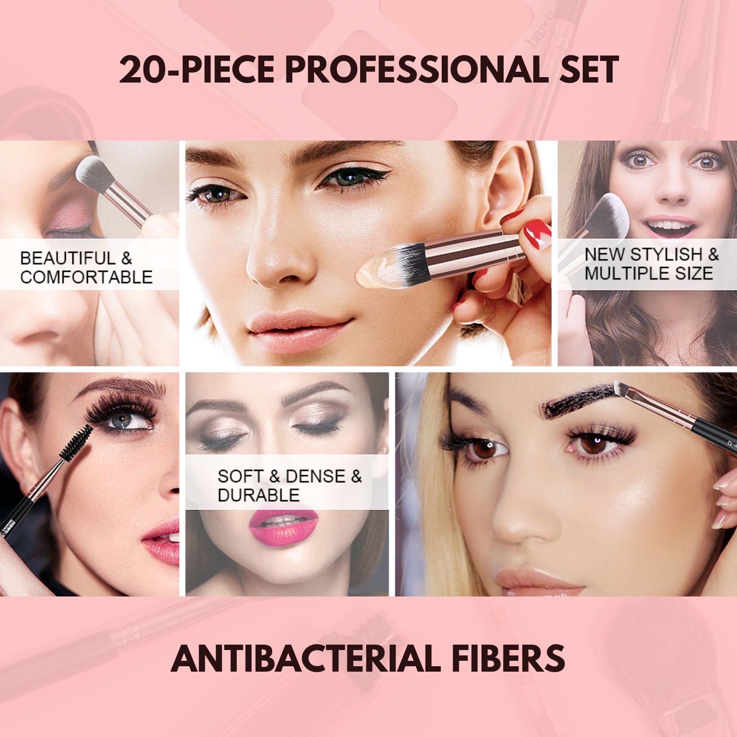 Professional Women Makeup Brush Set – Antibacterial Fibers, Ultra Soft Bristles With Travel Pouch Free Gift | Trending Beauty Essential. 