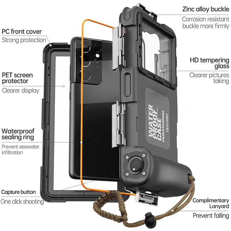 Submersible Waterproof Case for iPhone 13/12/11 Pro Max Waterproof Case, Underwater Case for Snorkeling Kayak Floating. 