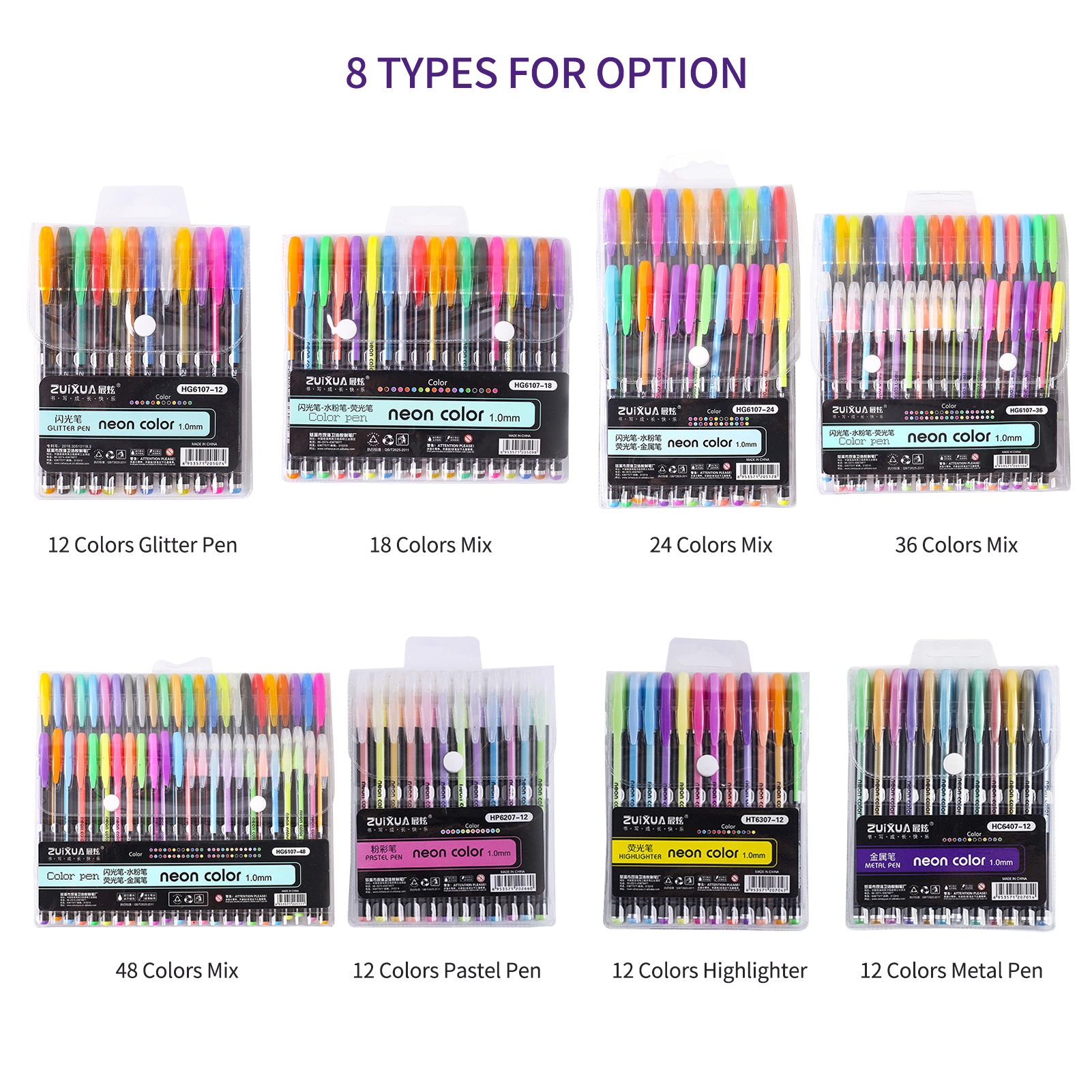 Colored Gel Pens Set Neon Color Pen Marker 1.0mm for Children Students Adults Writing Drawing Coloring Books Journaling Office School Stationery Supplies. 