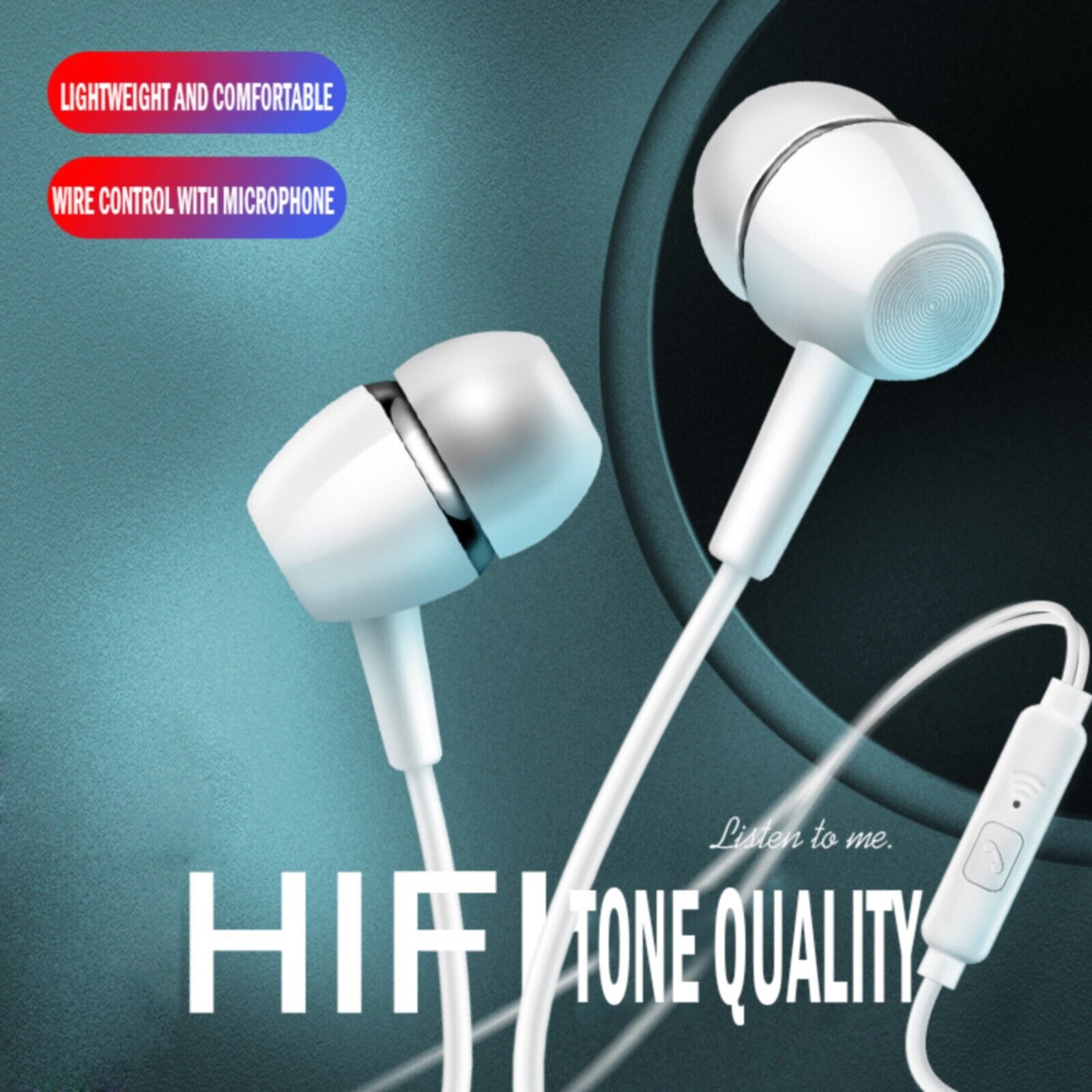 SUPER BASS White Earphones 3.5mm Connector with Mic Super Quality
