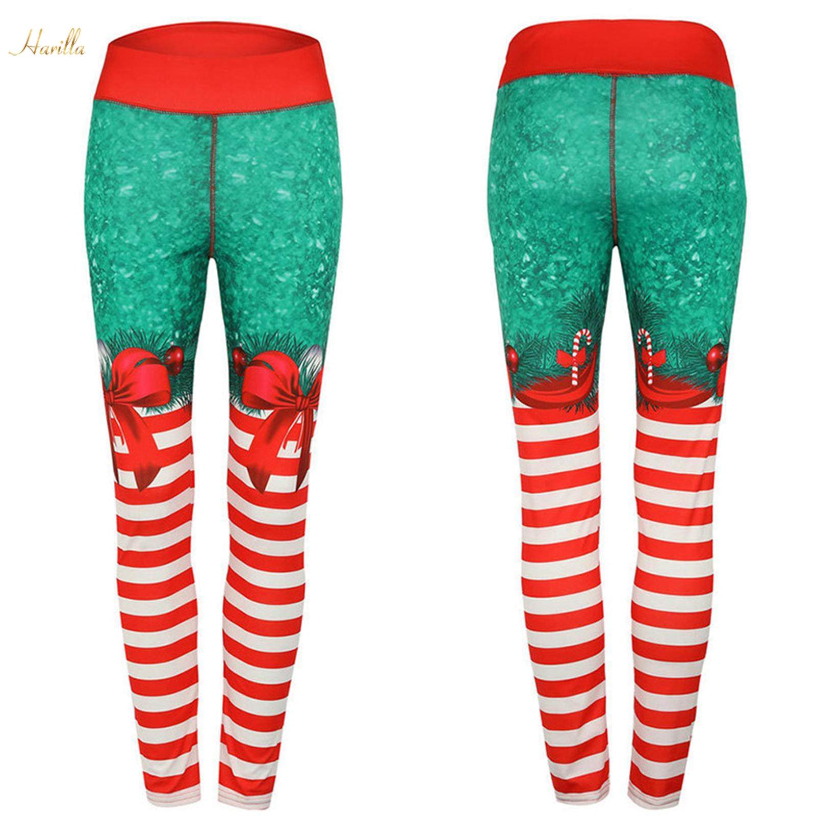 Christmas Workout Leggings Casual Female Pants Women's High Waisted Leggings S. 