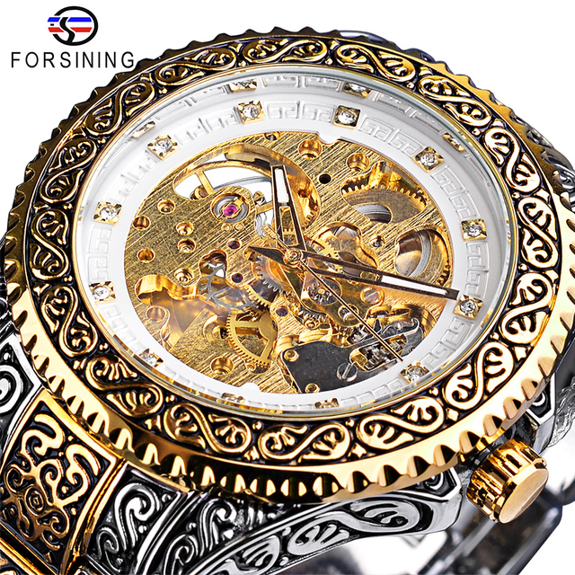 Forsining brand fashionable business waterproof stainless steel strap automatic mechanical men's watch. 