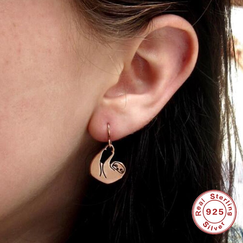 sloth earrings sterling silver