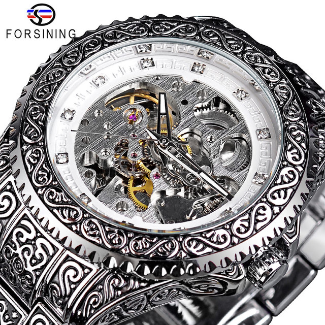 Forsining brand fashionable business waterproof stainless steel strap automatic mechanical men's watch. 