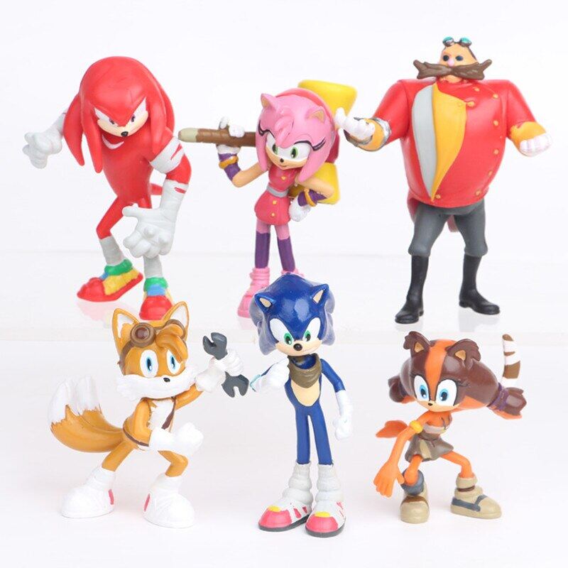 Set Mini Cute 6Pcs Sonic PVC Character Toys Super Sonic Figure Model Dolls Children Animal Toys Birthday Gift 6-7Cm