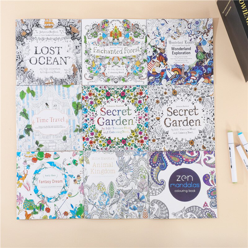 English Anti-Stress Coloring Book for Kids Adult DIY Toys School Craft Art Drawing Dupply Painting Art Graffiti Book Toy. 