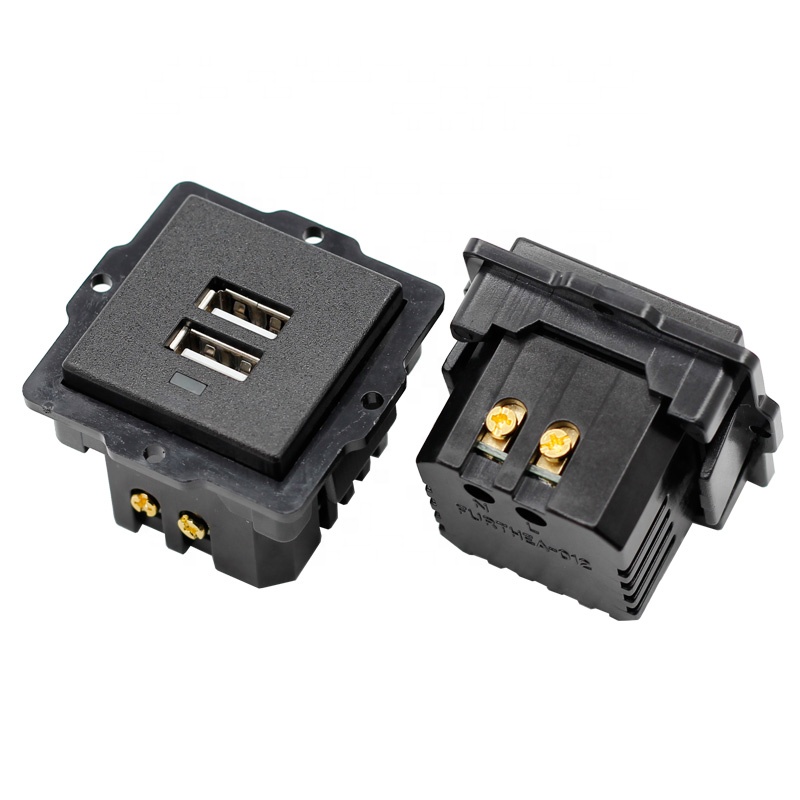 Usb Ac Power Socket Embedded Desk Receptacle Dc Charging Power Panel Module Outlet 5v 220v With Led Indicator
