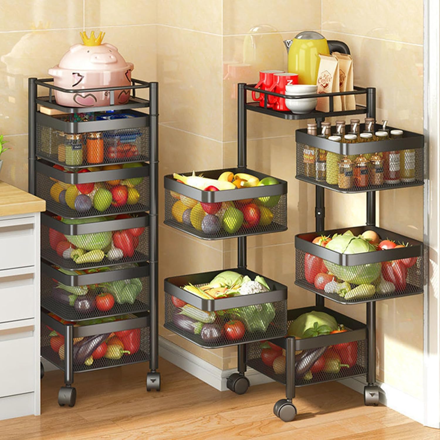 Layer Fruit Vegetable Storage Basket, Multi-Layer Square
