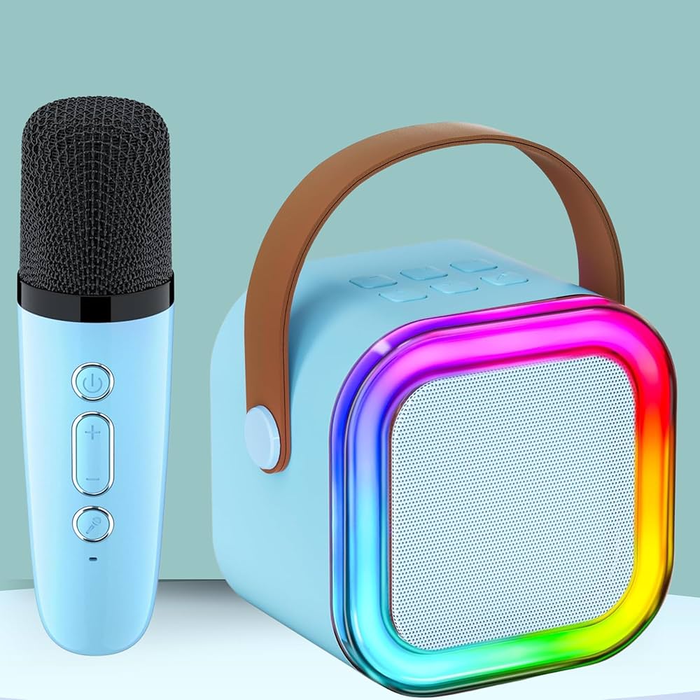 K12 Mini Karaoke Machine With Wireless Microphone, Portable Wirrless Speaker With Party Lights Speaker Bluet. 