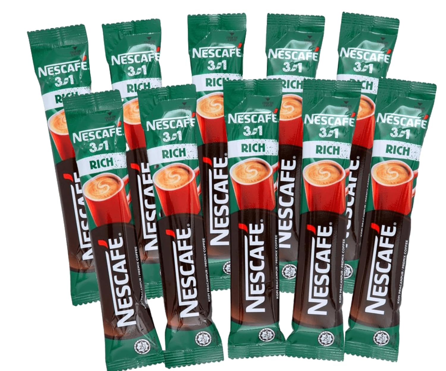 Nescafe 3In1 Rich Stronger Taste Than Original Premix Coffee Serve in Cold or Hot 10 Sticks 18 Grams Each (Imported) (FROM INDIA) SAB