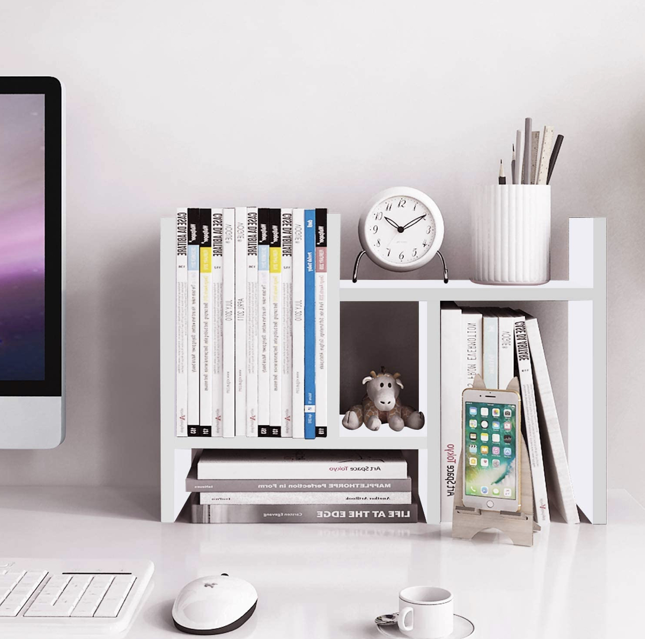 VTEC FURNITURE Desktop Organizer Office Storage Rack / Adjustable Wood Display Shelf / Book organizer. 