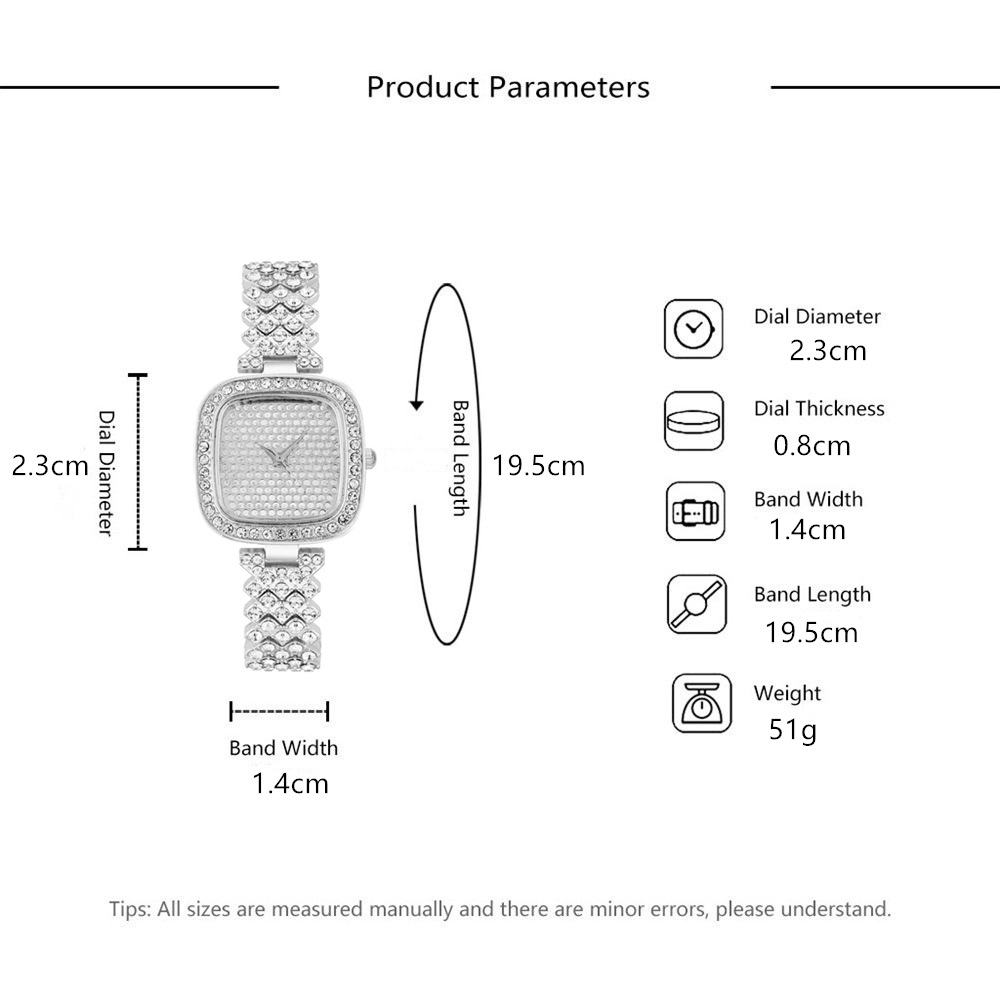 Μοντέρνο τετράγωνο μοντέρνο γυναικείο ρολόι χαλαζία από κράμα με ένθετο διαμαντιών_voghion.com