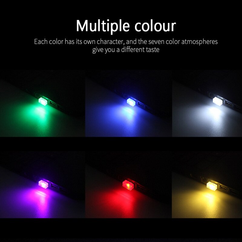 Mini USB Decorative Lamp Car LED Atmosphere Lights Emergency Light Car-styling Auto Interior Lighting Ambient Decorative Lamp-Green. 