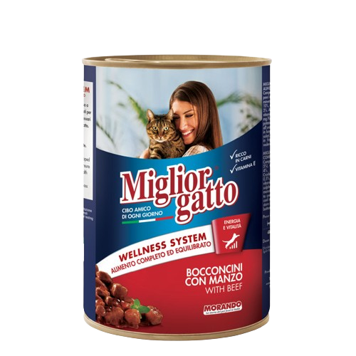 Mliglior Gatto Canned wet cat food 405g Salmon, White Fish, Chicken & Turkey, cat food, wet cat food. 