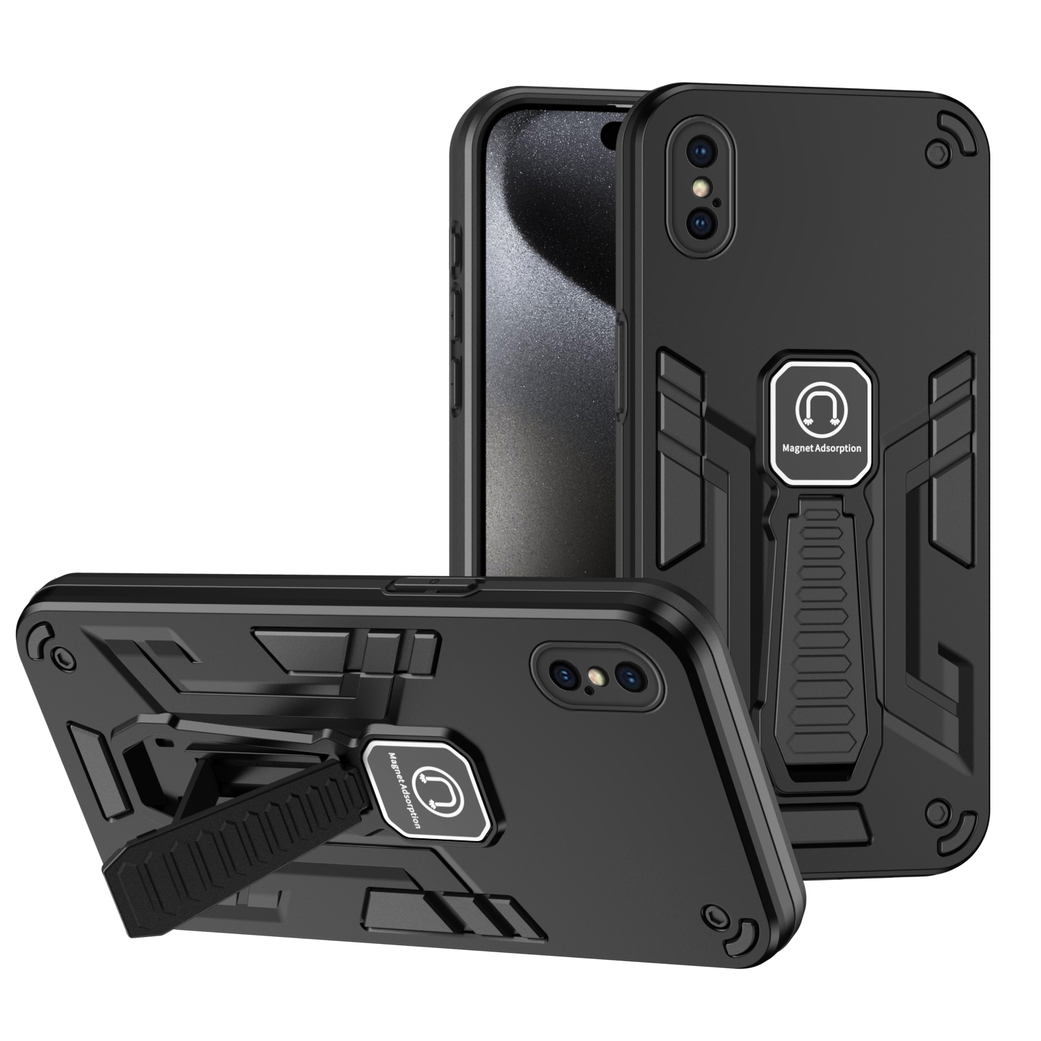 For Apple iPhone Xs Max Case Hard With Stand Magnetic Shockproof Protective Back Cover Case. 