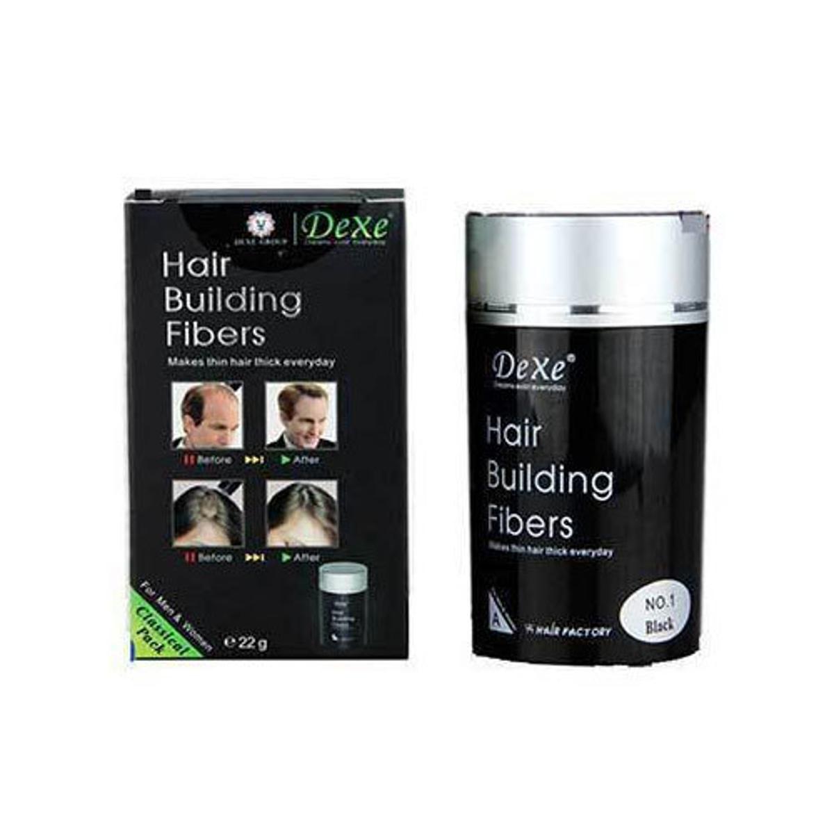 Dexe Black Colored Hair Building Fibers - Hair Thickening Fiber for Women and Men