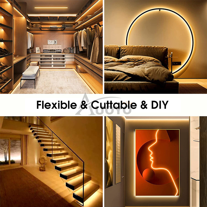 Auoyo 2835 LED Strip Lights Warm White LED Lights String Lighting Flexible Strip Light B lue to oth Non Waterproof Indoor Decoration Strip Lights 2M/5M. 