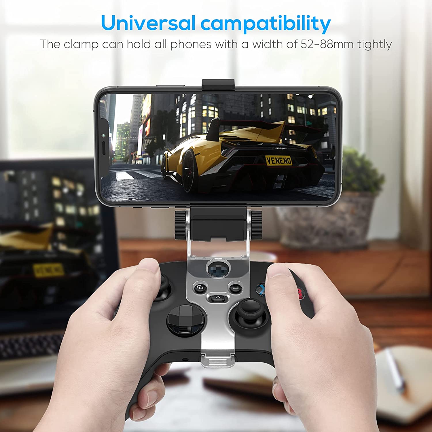 Controller Mobile Gaming Clip Holder Clamp Mount for Xbox Series X/S, Xbox One, Xbox One S/X, Support Android/iPhone System. 