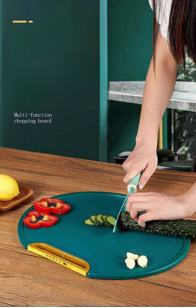 1pc, Premium Round Cutting Board, Non-Slip Chopping Board With Mats And Knife Set For Safe Food Preparation, Kitchen Supplies details 0