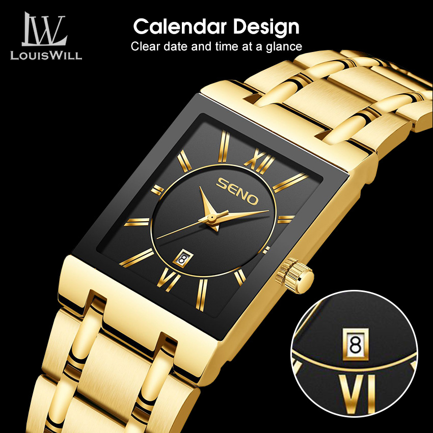 LouisWill Men's Watch Fashion Watch Square Watch With Calendar - Main Image