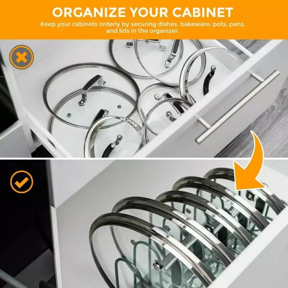 Adjustable Stainless Steel Pot Lid Storage Rack Cutting Board Holder Kitchen Organizer Pan Stand Creative Chopping Board Shelf. 