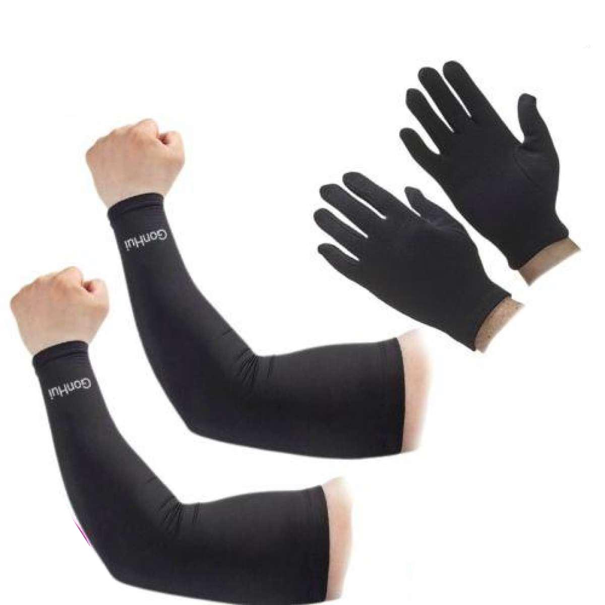 For Bike Car Riders - Hand Gloves and Arm Slaves- Multicolor