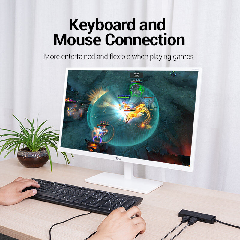 Vention USB HUB 2.0 Multi 5 USB Port Adapter with Micro Charge Power High Speed OTG for Macbook Pro PC Laptop Lenovo Xiaomi PS4 Xbox One Flash Drive HDD USB Splitter. 