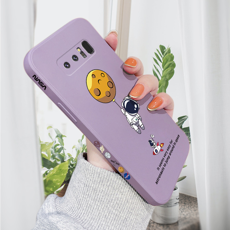 AMORVOR for Samsung Galaxy Note 8 Back Cover Cartoon Astronautn Side design Soft Case Liquid Silicone Phone Cases. 