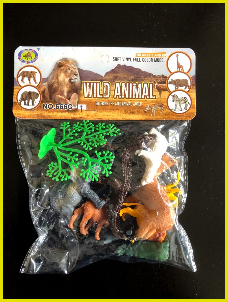 Royal's Animal Set 1: 666C Wild ANIMAL Toys Solid PVC Plastic Animal World small size nine Animals Set toys