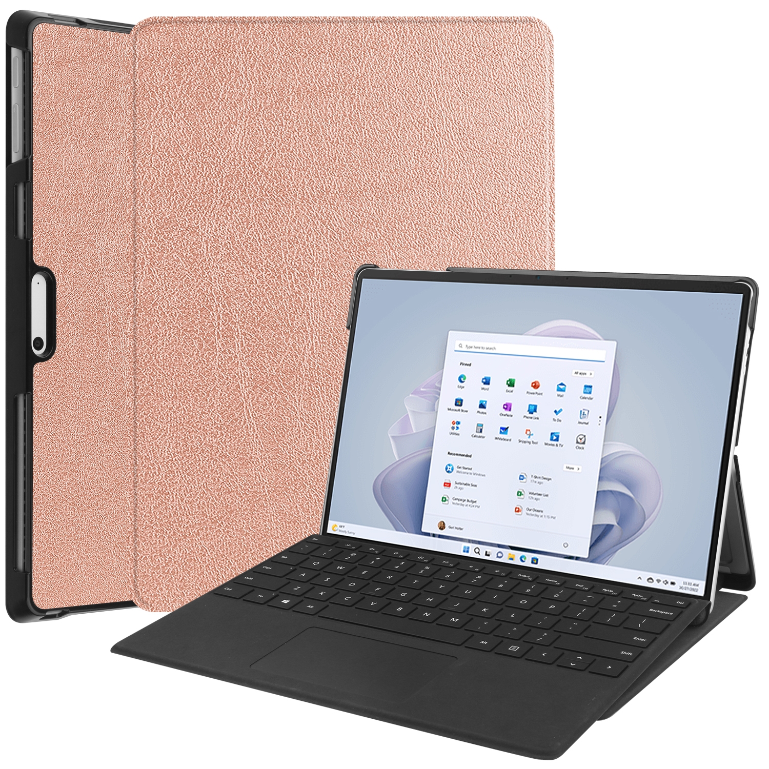 For Microsoft Surface Pro 9 Custer Pure Color Holder Leather Tablet