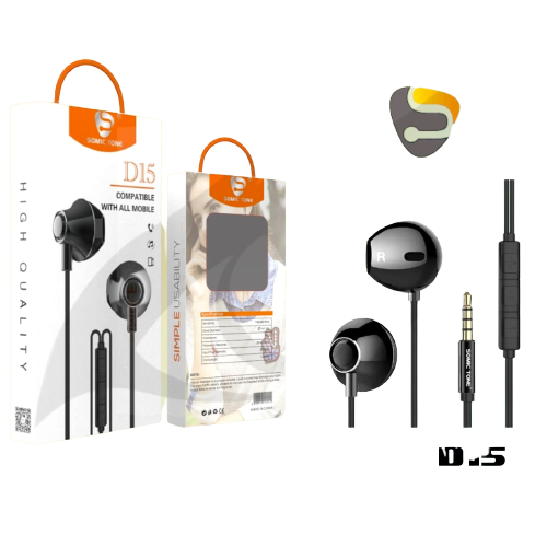 D15 Somic tone Handfree Headset Headphone with Volume Control compatible for All Mobile. 
