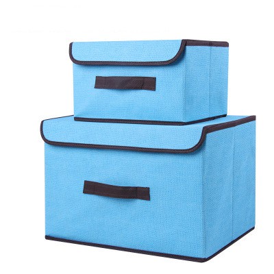 2in1 Plain Color Foldable Storage Box Organizer With Cover set,small Storage Box,big Storage Box. 