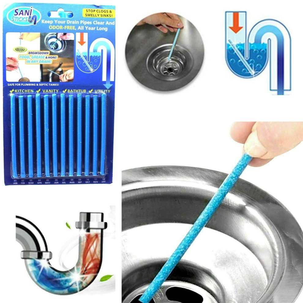Drain Cleaner Sticks,Sink Deodorizer (12 Pcs) Keeps Drains and Pipes Clear