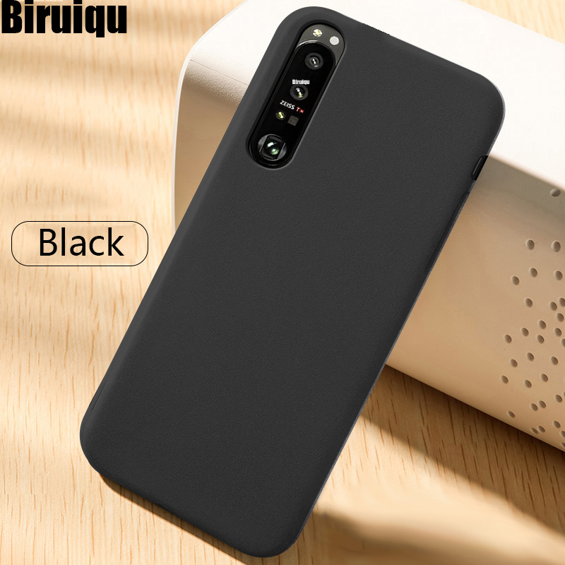 Biruiqu For Sony Xperia 1 II Shockproof Anti Slip Soft TPU Sandstone Matte Back Case Cover