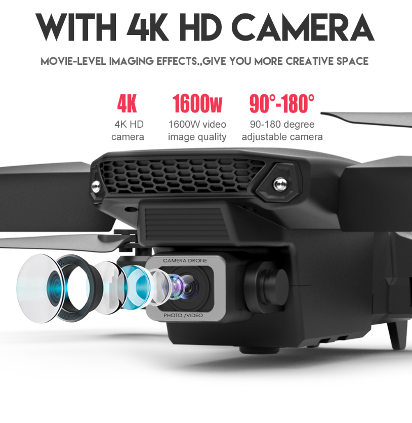 2022 New Quadcopter E88 Pro WIFI FPV Drone With Wide Angle HD 4K 1080P Camera Height Hold RC Foldable Quadcopter Drone. 