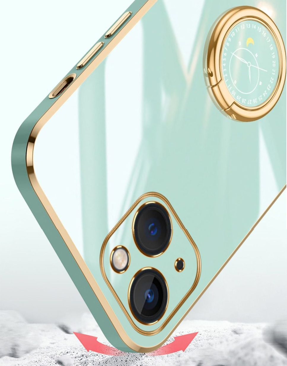 For Samsung Galaxy A23 4G Back Cover with Ring Holder Stand + Wrist Strap Shiny Plating Square Bumper Protective Case Soft Silicone Shockproof Mobile Phone Cases. 