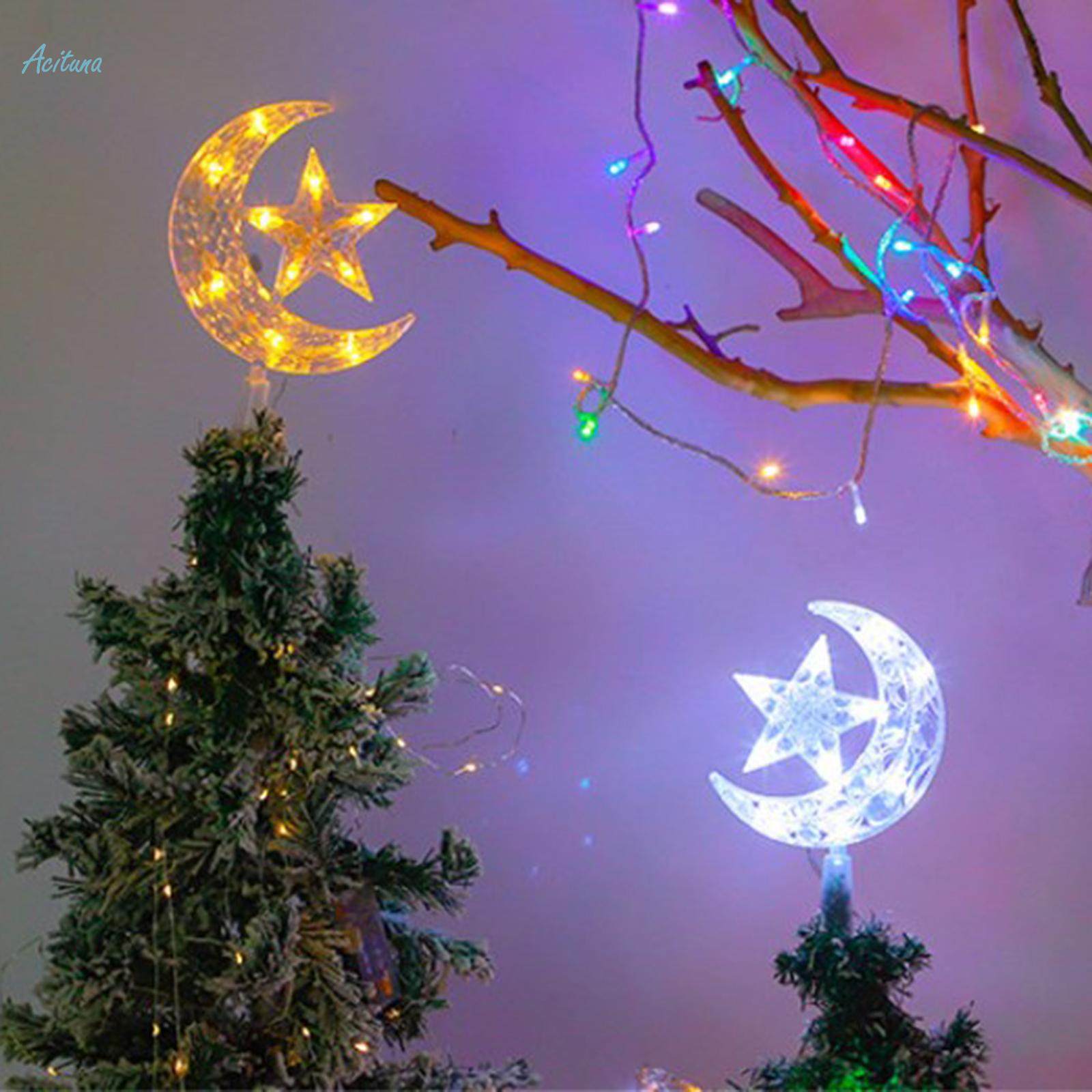 Christmas Tree Toppers Lamp Moon and Star Ornament for Wedding Decoration. 