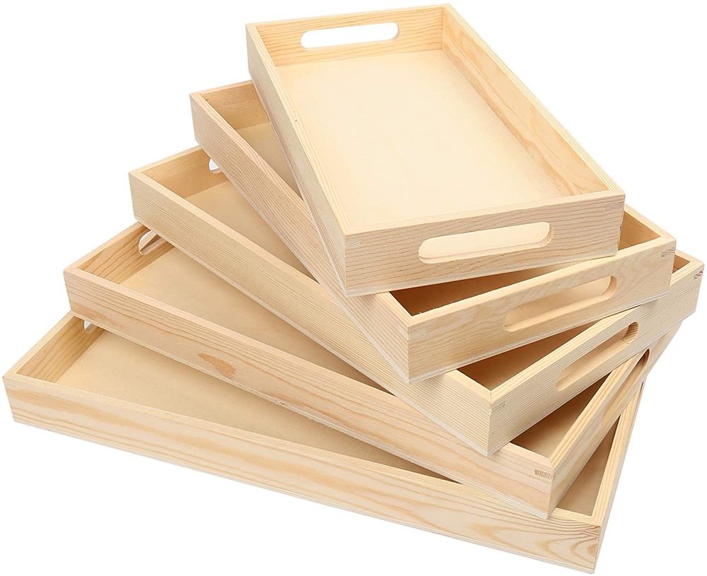 wooden Tray with Handle Kitchen tray - Wooden serving Tray Decoration Crafts (14x11x3 INCHES)