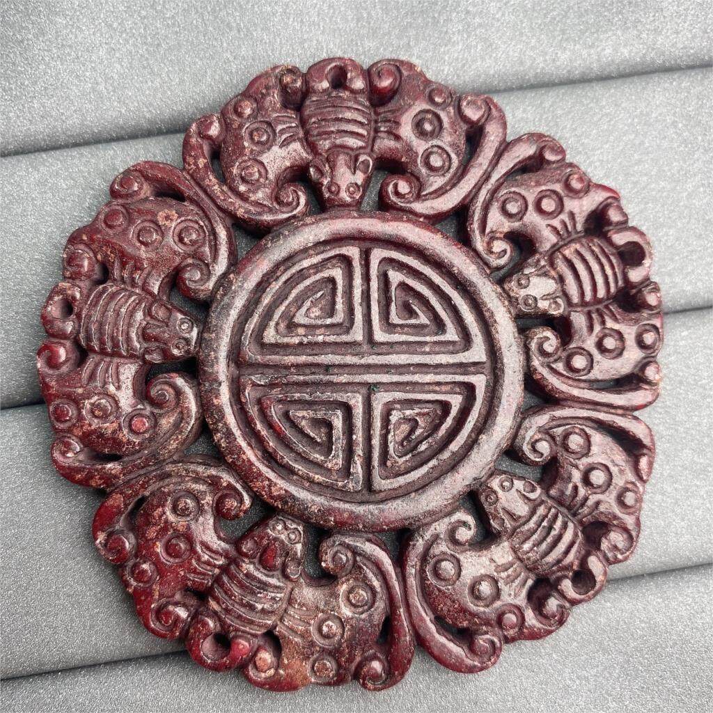 Classical Craved Traditional Chinese Ancient Vintage Pattern Green Gem Stone Charm DIY Pendant Necklace DIY For Women Men Unisex. 