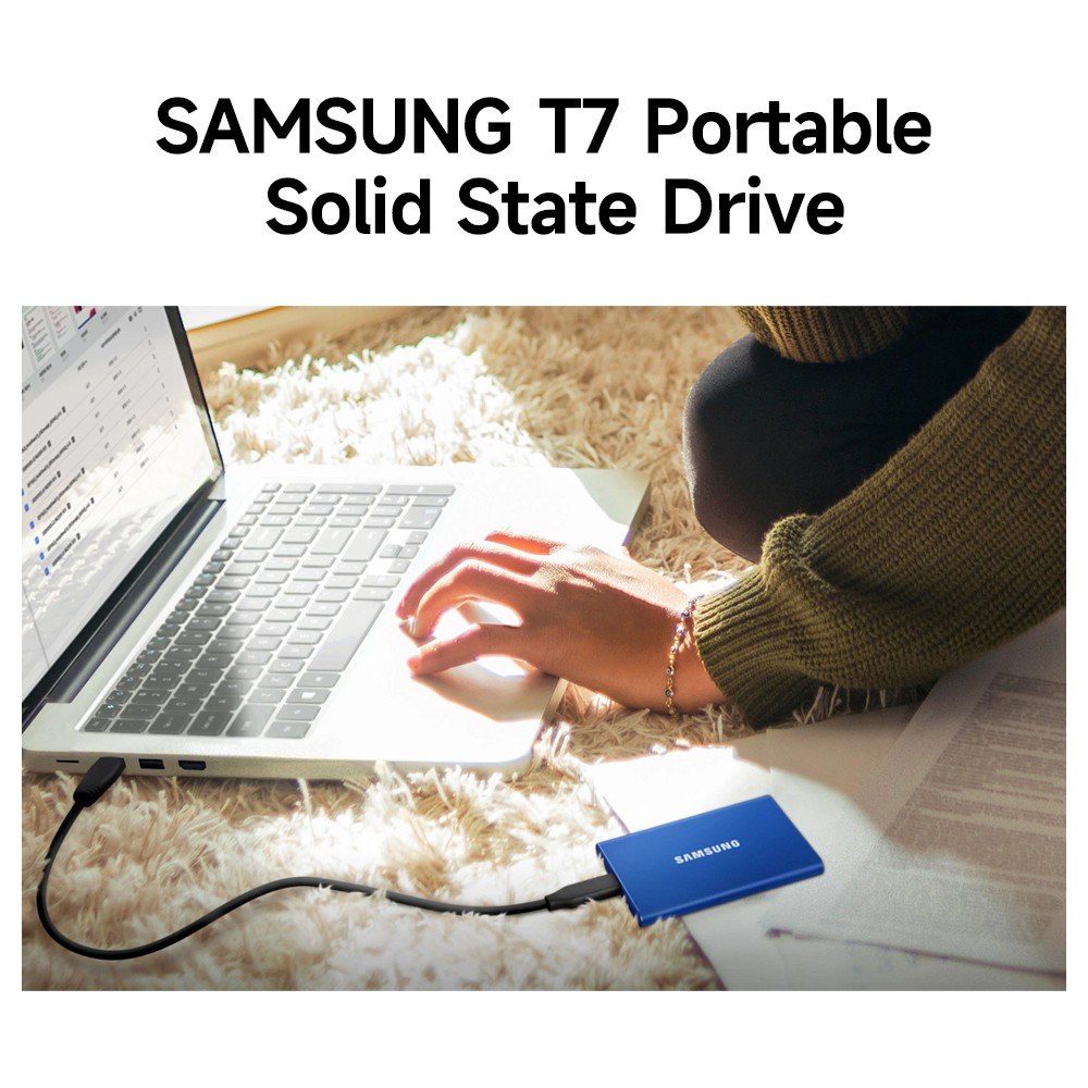 SAMSUNG T7 Type-C USB 3.2 Portable Solid State Drive 500GB Aluminum Alloy Portable SSD up to 1050MB/s Sequential Read Speed Blue-1tb. 