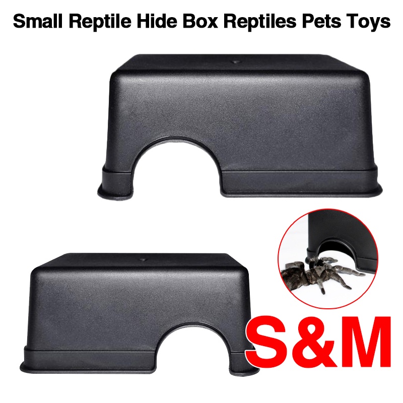 Reptile Hide Box Habitats Caves Hiding Snake Cage Box For Snake Lizards Gecko Black 2sizes